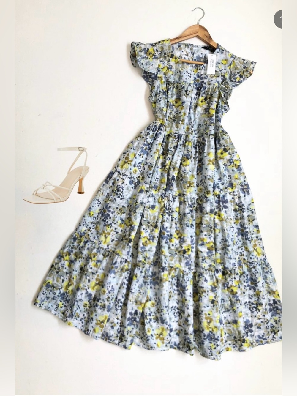 Banana Republic Petite L Floral Tiered Midi Dress